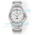 Swiss Copy IWC Schaffhausen Ingenieur Stainless Steel White Dial Perpetual Calendar Watch 